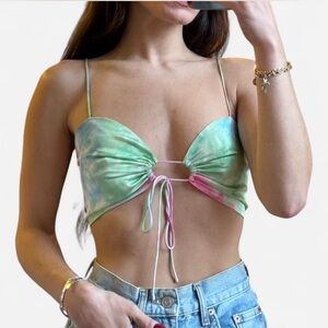 Superdown Tie-Dye Spaghetti Strap Crop Top